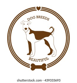 Isolated sticker with a silhouette of an Airedale Terrier on a white background