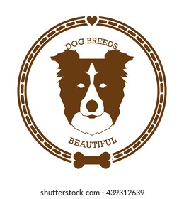 Isolated sticker with a silhouette of a border collie on a white background