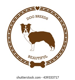 Isolated sticker with a silhouette of a border collie on a white background