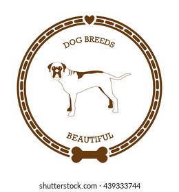 Isolated sticker with a silhouette of a bull mastiff on a white background