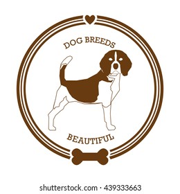 Isolated sticker with a silhouette of a cute Beagle on a white background
