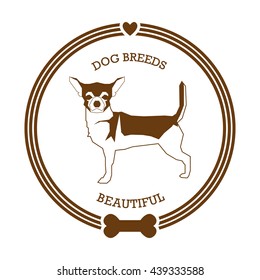 Isolated sticker with a silhouette of a cute chihuahua on a white background