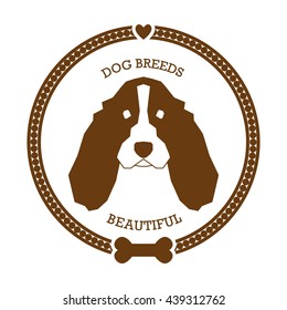 Isolated sticker with a silhouette of a English Springer Spaniel on a white background