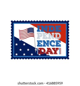 Isolated sticker with text and the american flag