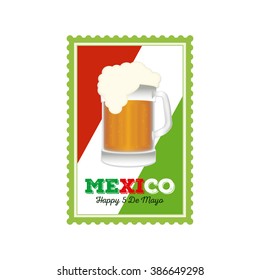 Isolated sticker with text and a beer mug for cinco de mayo celebrations