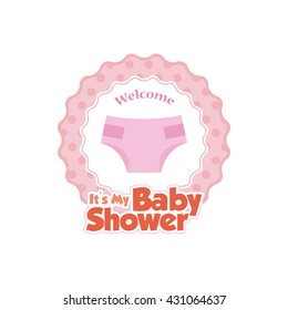 Isolated sticker with text and a diaper icon