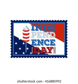 Isolated sticker with text and a firework rocket