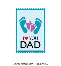 Isolated sticker with text and a group of footprints