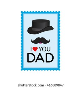 Isolated sticker with text, a mustache and a traditional hat icons