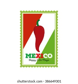 Isolated sticker with text and a pepper for cinco de mayo celebrations