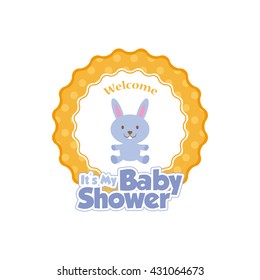 Isolated sticker with text and a teddy bunny