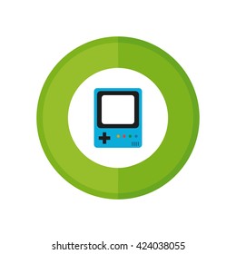 Isolated sticker with a videogame console on a white background