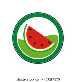 Isolated sticker with a watermelon on a white background