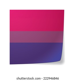 Isolated sticky note with a bisexual pride flag