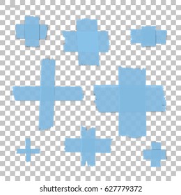 Isolated sticky tape pieces on transparent background.  Vector illustration.