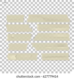 Isolated sticky tape pieces on transparent background.  Vector illustration.