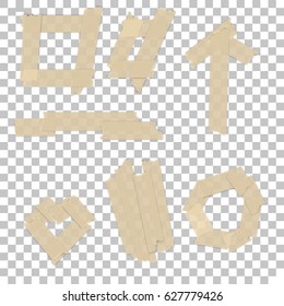 Isolated sticky tape pieces on transparent background.  Vector illustration.