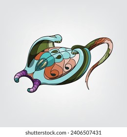 Stingray aislado sobre un simple diseño de dibujos animados de fondo blanco. 