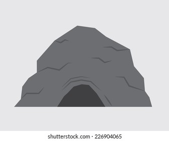 Isolated stone cave with gray background 