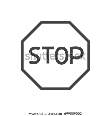 Isolated Stop Outline Symbol On Clean Background. Vector No Entry  Element In Trendy Style.