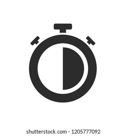Isolated stopwatch icon half past on a white background