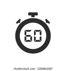 Isolated stopwatch icon with sixty seconds