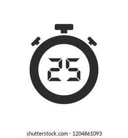 Isolated stopwatch icon with twenty five seconds