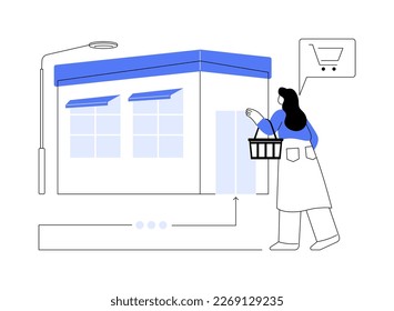 Isolated store abstract concept vector illustration. Free standing supermarket, department store, isolated building, one-brand superstore, retail outlet, single shopping mall abstract metaphor.