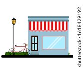 Isolated store building on a park landscape - Vector