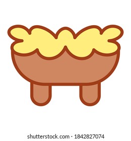 Isolated straw cradle icon. Nativity icon - Vector