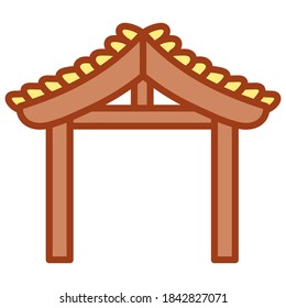 Cabaña de paja aislada. Icono de caracteres de natividad - Vector