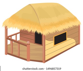 isolated straw hut on white background vector design