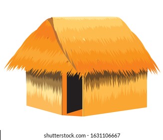 isolated straw hut on white background vector design