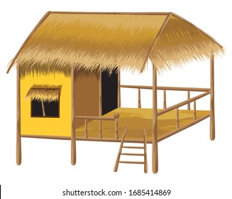 isolated straw hut on white background vector design