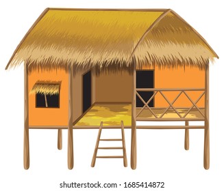 isolated straw hut on white background vector design