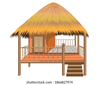 isolated straw hut on white background vector design