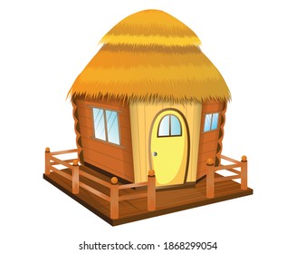 Isolated straw hut on white background vector design