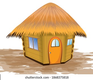 isolated straw hut on white background vector design