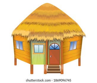 isolated straw hut on white background vector design