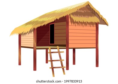 isolated straw hut on white background vector design