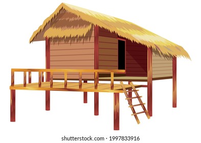 isolated straw hut on white background vector design