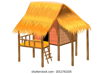 isolated straw hut on white background vector design