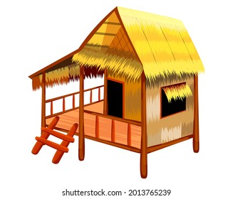 isolated straw hut on white background vector design