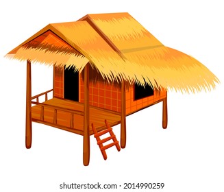isolated straw hut on white background vector design
