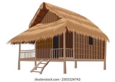 isolated straw hut on white background vector design