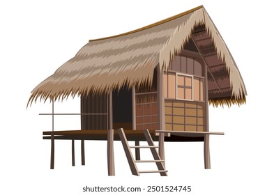 isolated straw hut on white background vector design