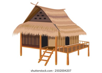 einzelne Strohhütte auf weißem Hintergrund, Vektordesign