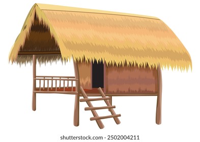 isolated straw hut on white background vector design