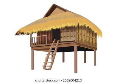 isolated straw hut on white background vector design