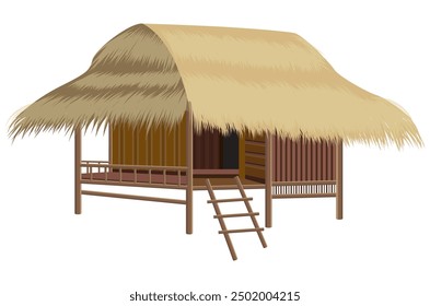 isolated straw hut on white background vector design